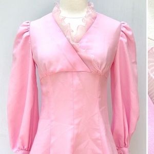 Vintage 60’s mod bubblegum pink ruffle mini dress